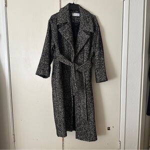 ASOS Herringbone Relaxed Fit Belted Coat Size 6